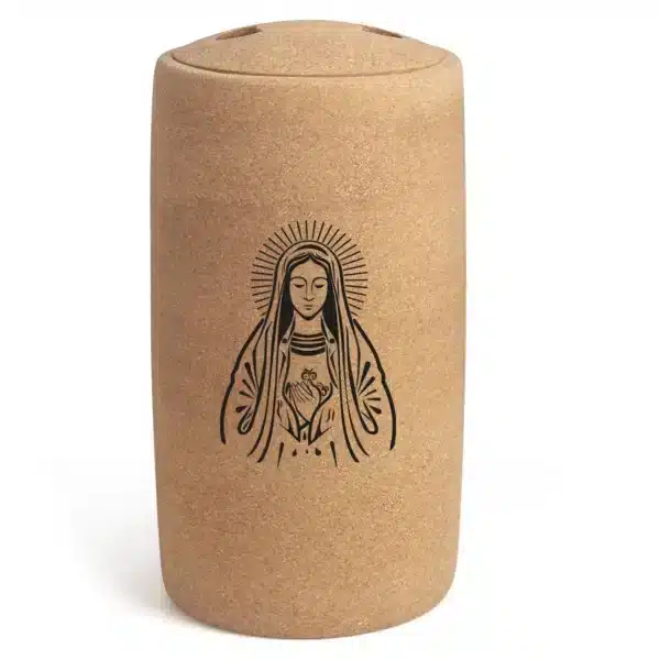 Virgin Mary draw for funeral Urn