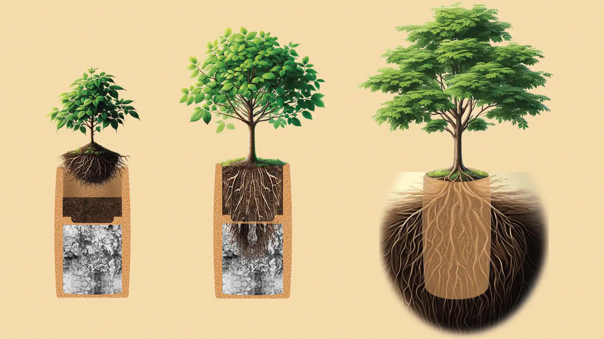 How does the biodegradable urn transform ashes into a tree